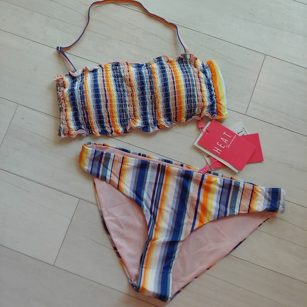 HEAT Swimwear NEW Beach Cabana Bandeau Top & Bottoms
